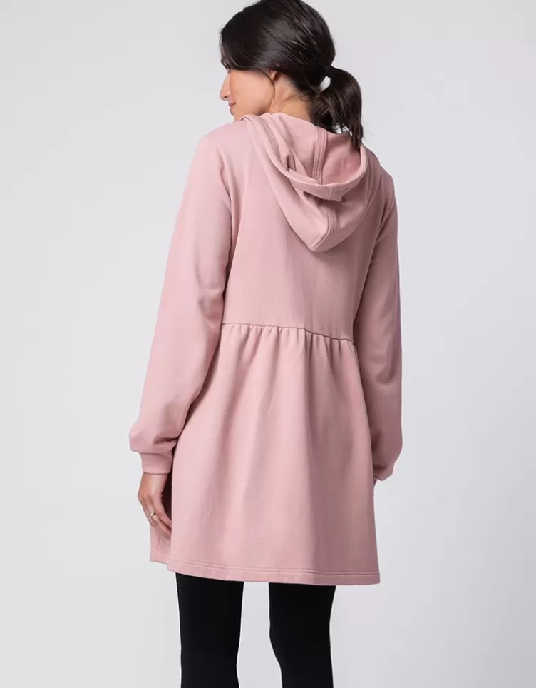 Seraphine Robe à capuche 3 en 1 de maternité à portage rose sombre | < CARIPOD™ | Manteaux et Portage
