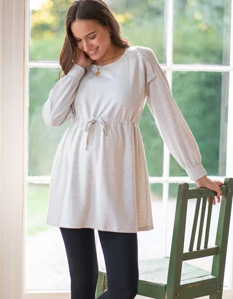 Seraphine Robe de grossesse à allaitement en molleton gris avec cordon de serrage< Vêtements d'allaitement | Hoodies et Tops