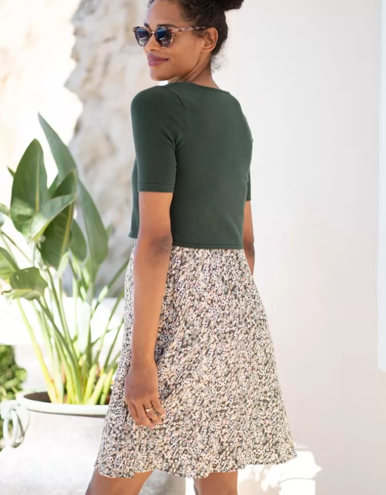 Seraphine Robe de grossesse à allaitement vert kaki à imprimé petites fleurs avec haut< Vêtements d'allaitement | Robes