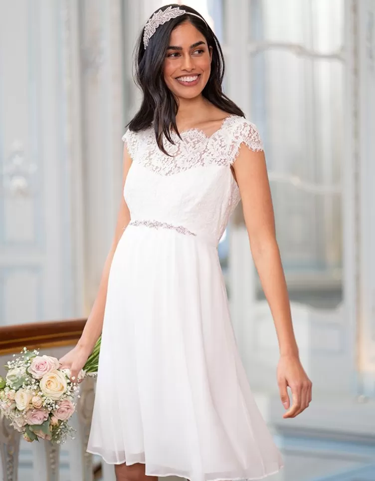 Seraphine Robe de Grossesse en Mousseline de Soie et Dentelle Cils Ivoire< Robes de fêtes | Robes