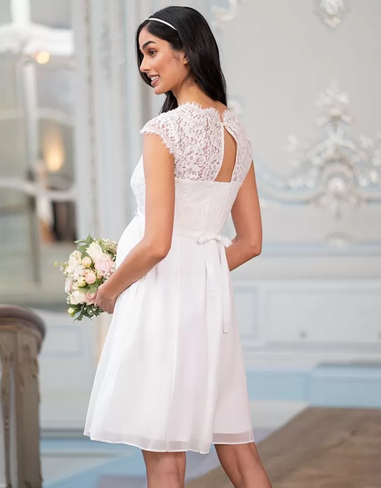 Seraphine Robe de Grossesse en Mousseline de Soie et Dentelle Cils Ivoire< Robes de fêtes | Robes