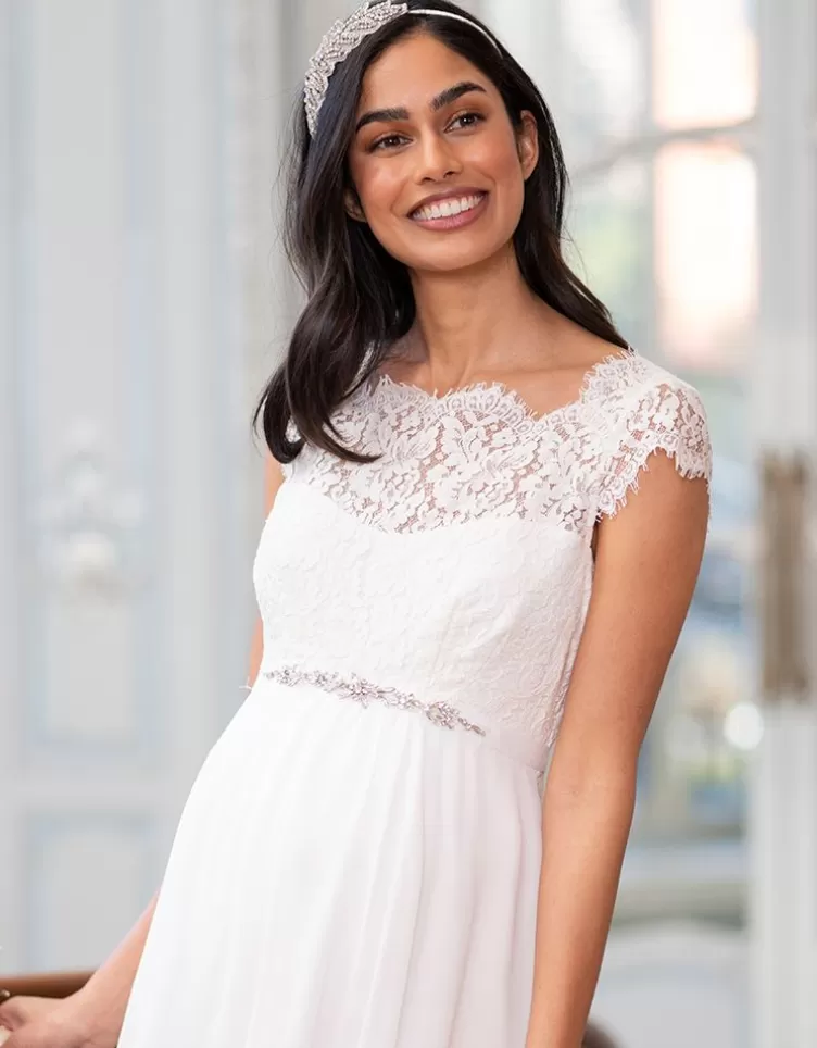 Seraphine Robe de Grossesse en Mousseline de Soie et Dentelle Cils Ivoire< Robes de fêtes | Robes