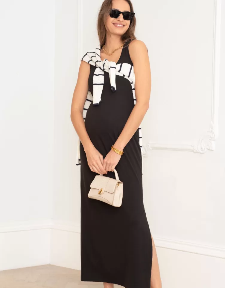 Seraphine Robe de grossesse et allaitement longue style moulant sans manches | < Vêtements d'allaitement | Robes