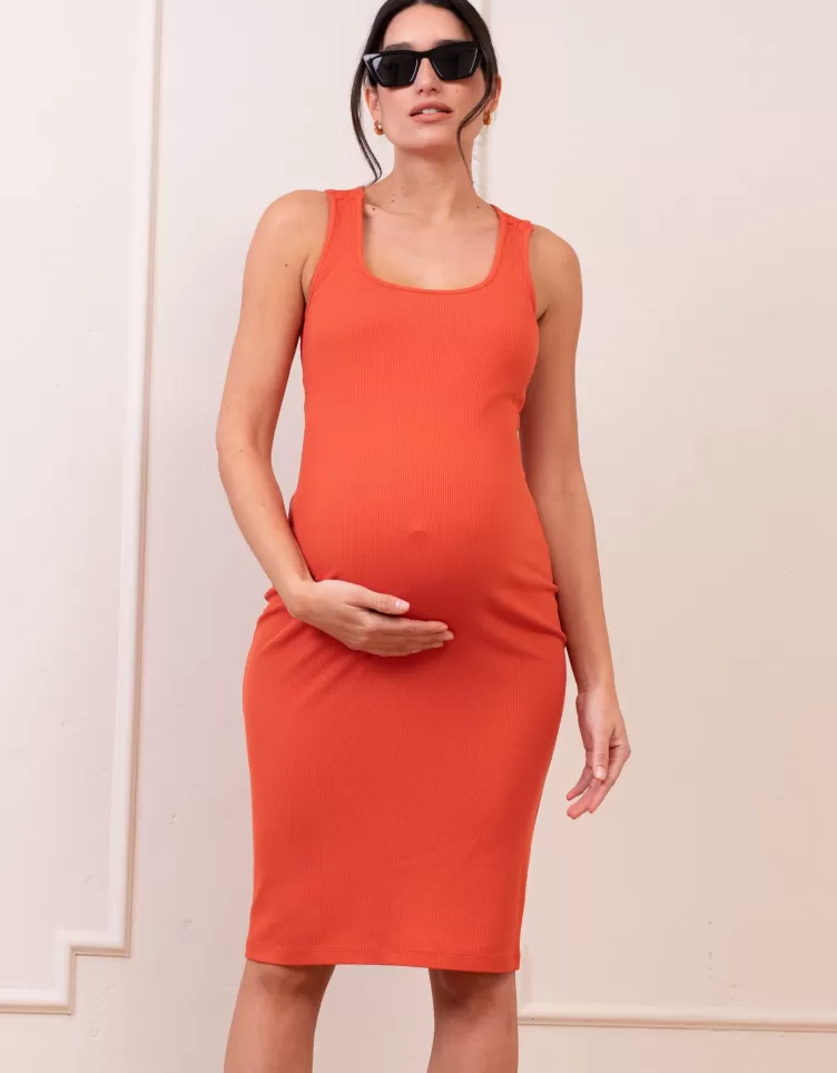 Seraphine Robe de grossesse et allaitement style moulant, longueur au genou en jersey à encolure carrée | < Vêtements d'allaitement | Robes