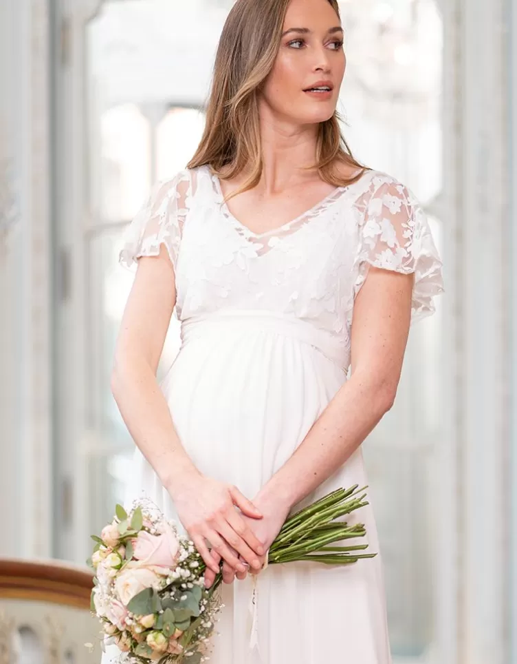 Seraphine Robe de mariée de grossesse et d'allaitement en mousseline de soie et dentelle - Ivoire< Vêtements d'allaitement | Robes de fêtes