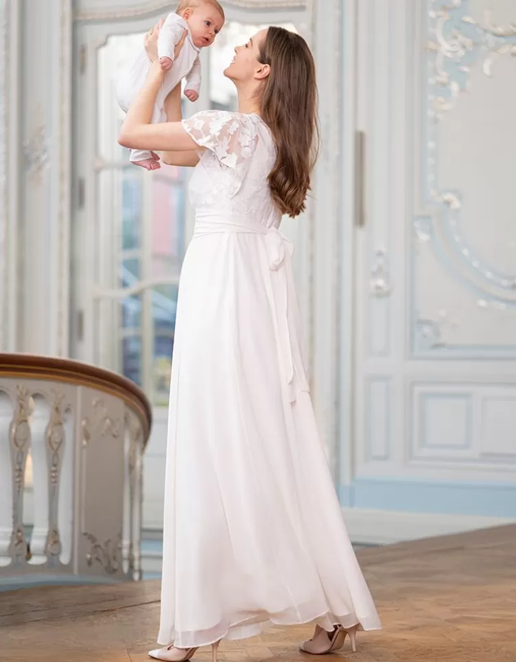Seraphine Robe de mariée de grossesse et d'allaitement en mousseline de soie et dentelle - Ivoire< Vêtements d'allaitement | Robes de fêtes