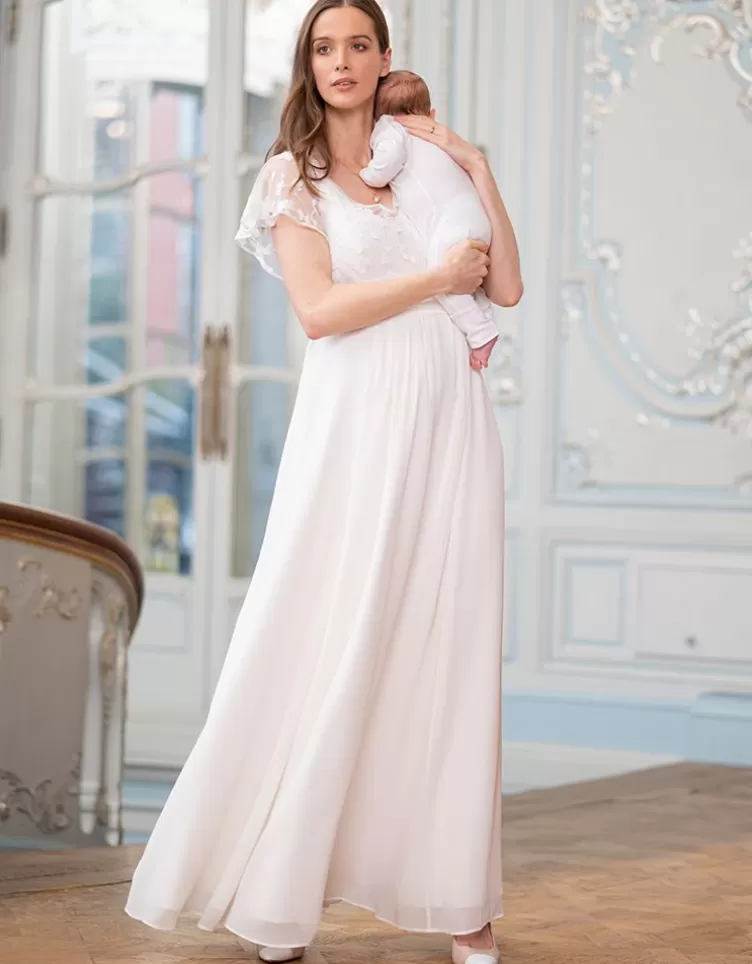 Seraphine Robe de mariée de grossesse et d'allaitement en mousseline de soie et dentelle - Ivoire< Vêtements d'allaitement | Robes de fêtes