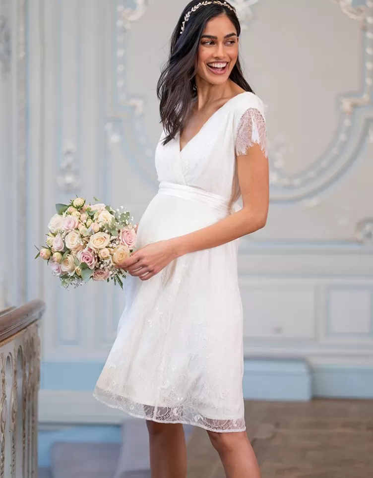 Seraphine Robe de mariée grossesse courte décolletée dans le dos - Ivoire | < Robes de fêtes | Robes