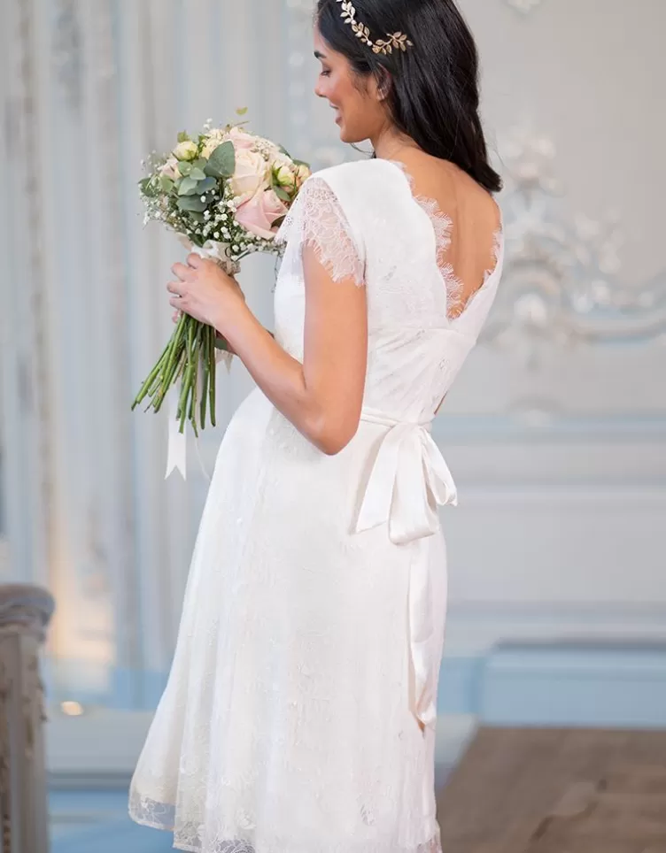 Seraphine Robe de mariée grossesse courte décolletée dans le dos - Ivoire | < Robes de fêtes | Robes