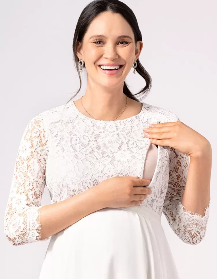 Seraphine Robe de mariée grossesse et allaitement en dentelle ivoire | < Vêtements d'allaitement | Robes