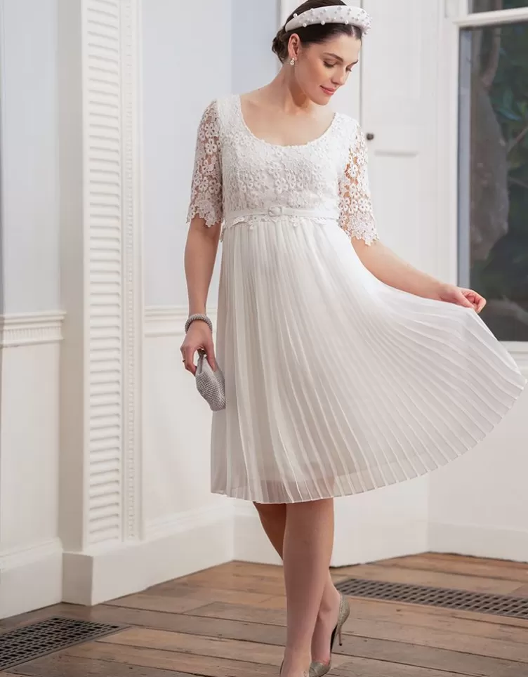 Seraphine Robe de mariée grossesse et allaitement plissée en dentelle - Ivoire | < Vêtements d'allaitement | Robes
