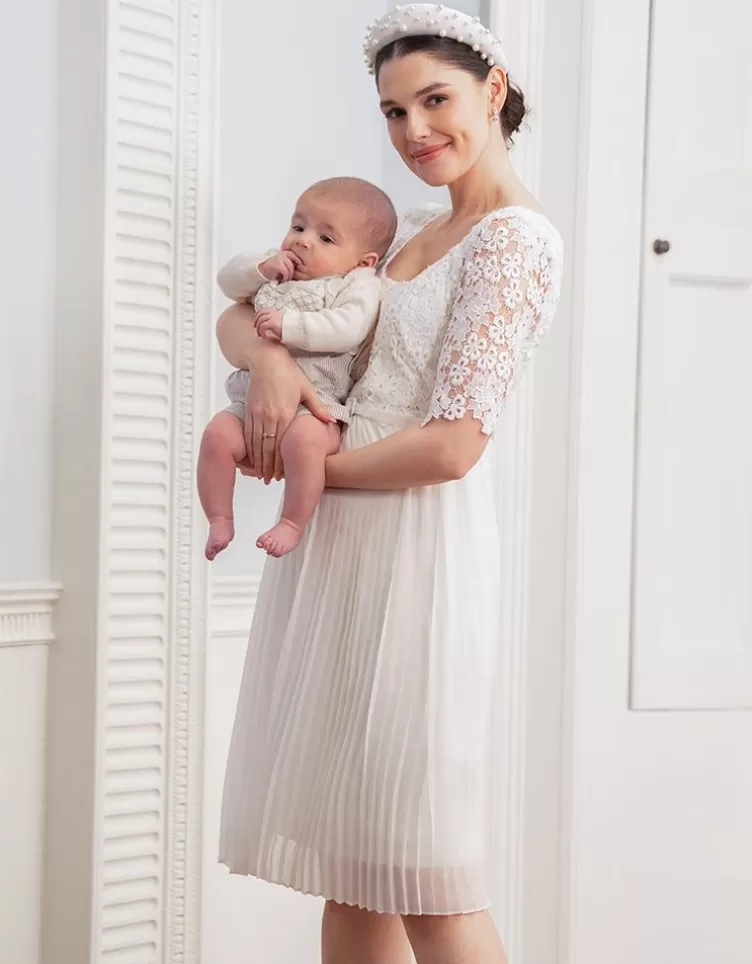 Seraphine Robe de mariée grossesse et allaitement plissée en dentelle - Ivoire | < Vêtements d'allaitement | Robes