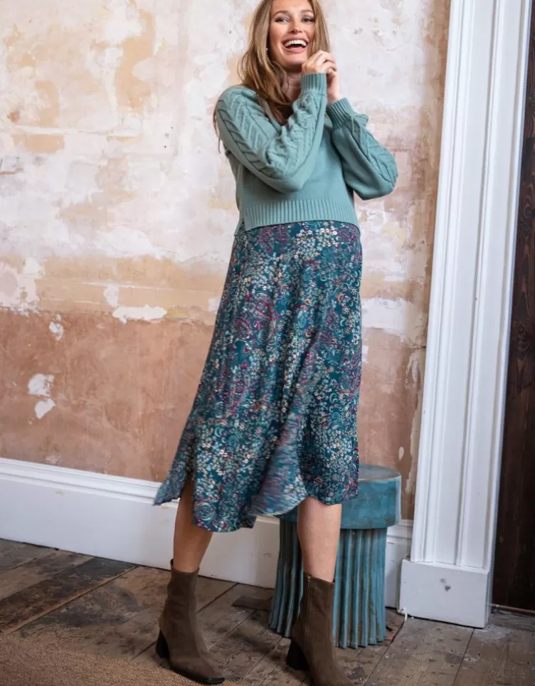 Seraphine Robe grossesse et allaitement 2 en 1 imprimé boho – Vert de bleu | < Vêtements d'allaitement | Robes