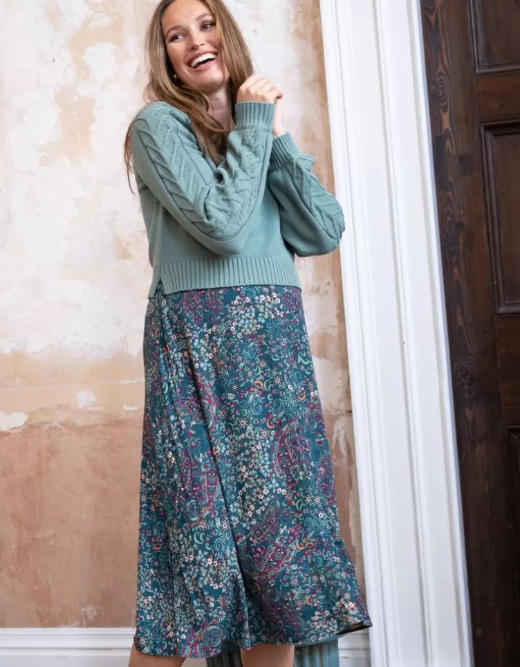 Seraphine Robe grossesse et allaitement 2 en 1 imprimé boho – Vert de bleu | < Vêtements d'allaitement | Robes