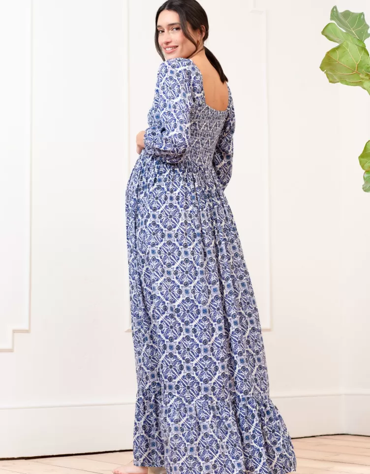 Seraphine Robe longue avec corsage froncé en crêpe | < Robes