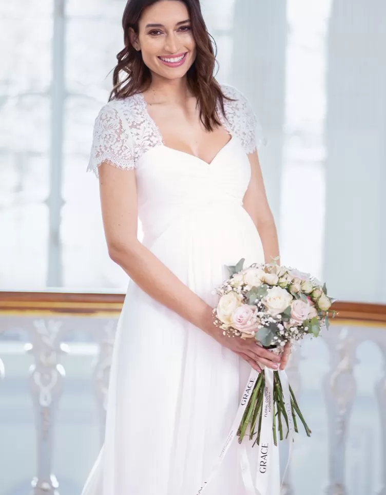 Seraphine Robe longue de mariée maternité en soie et en dentelle - Ivoire | FR< Robes de fêtes | Robes