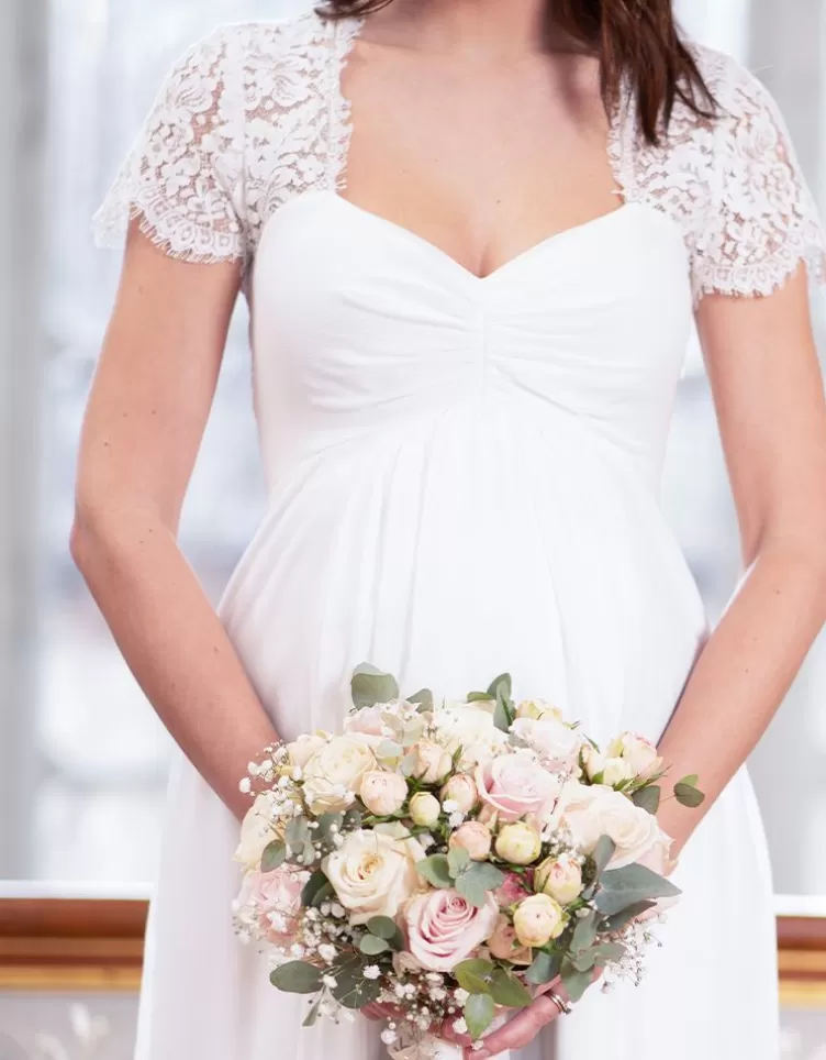 Seraphine Robe longue de mariée maternité en soie et en dentelle - Ivoire | FR< Robes de fêtes | Robes