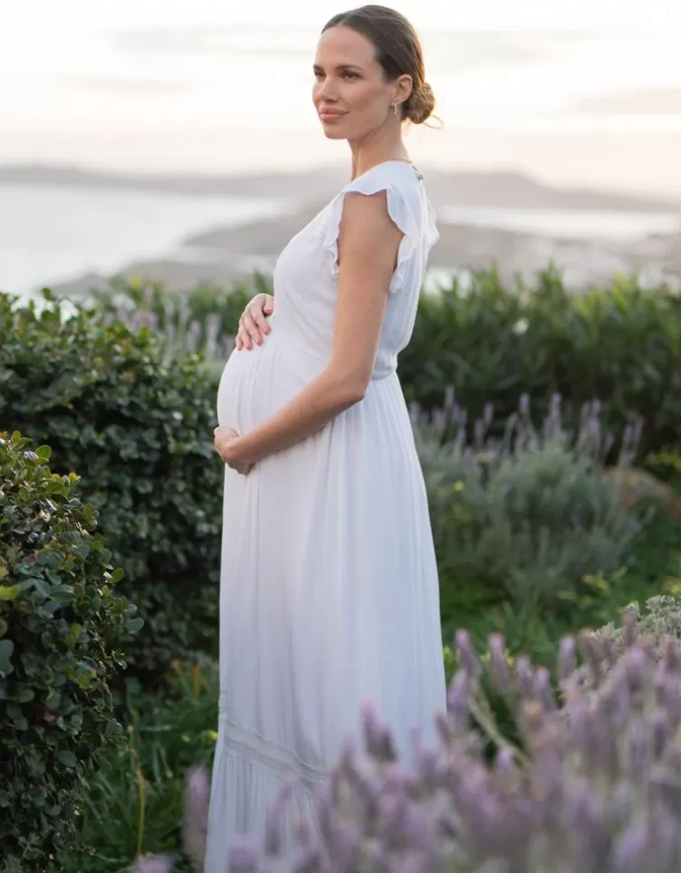 Seraphine Robe longue grossesse et allaitement en dentelle boho blanche | < Robes | Robes