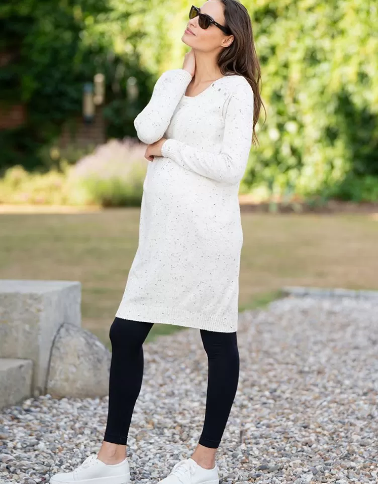 Seraphine Robe pull grossesse et allaitement en coton mélangé – Crème | < Robes | Pulls