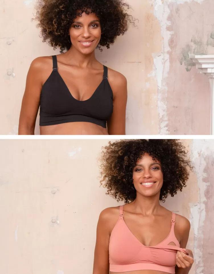 Seraphine Soutien-gorge allaitement en bambou – Lot de 2, Marron & Noir | < Vêtements d'allaitement | Soutien-gorge d'allaitement et Lingerie