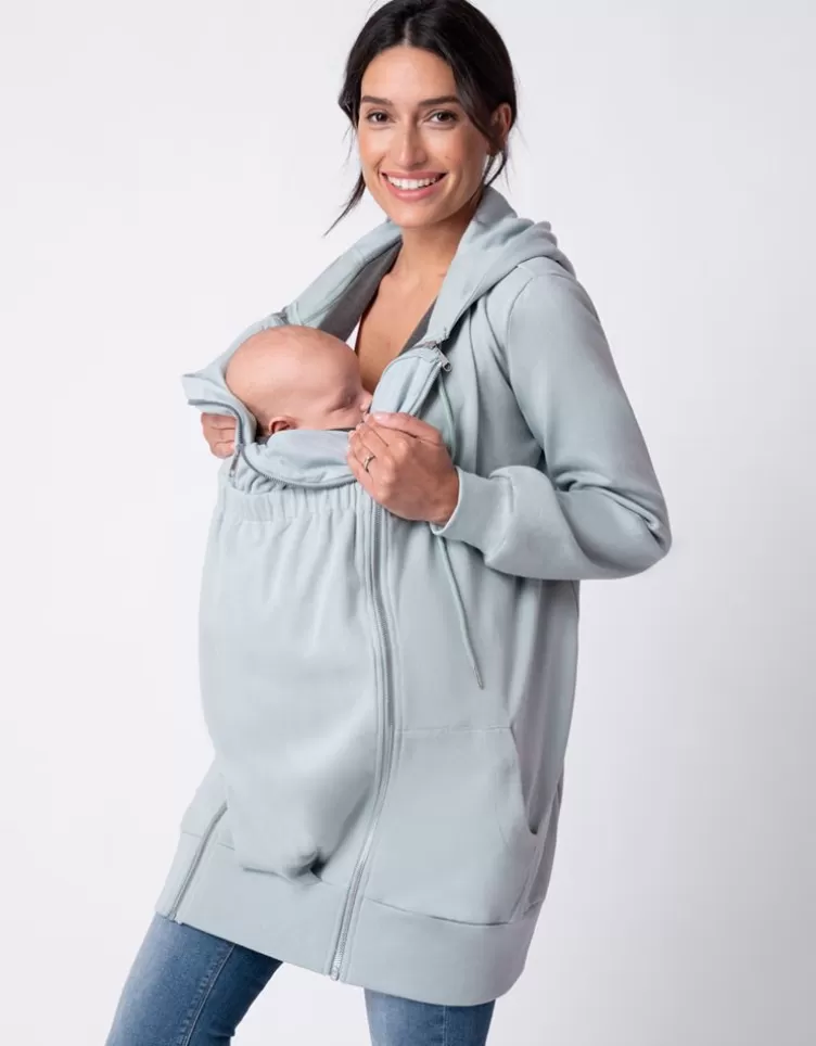 Seraphine Sweat à capuche 3 en 1 de maternité à portage vert sauge | < Manteaux et Portage | Vêtements de Portage