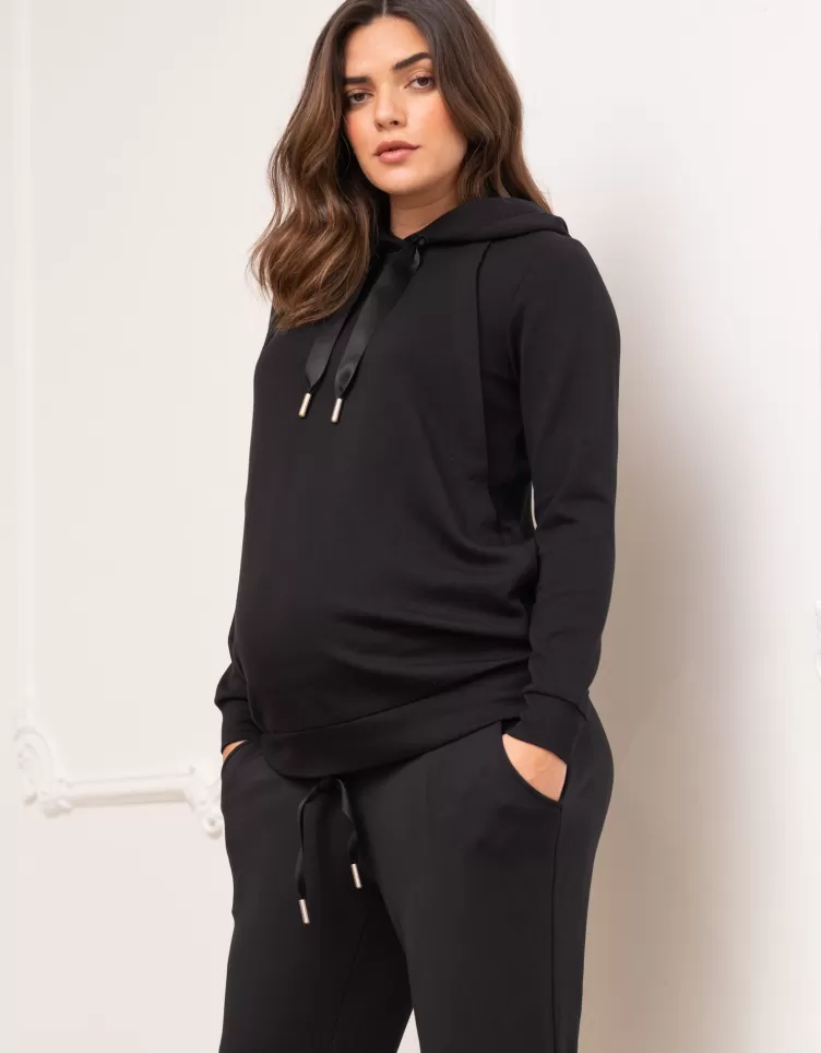 Seraphine Sweat de grossesse et allaitement en mélange de modal noir | < CARIPOD™ | Pulls