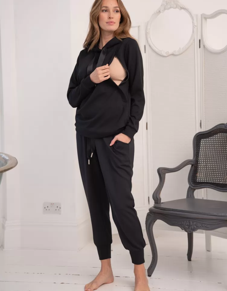 Seraphine Sweat de grossesse et allaitement en mélange de modal noir | < CARIPOD™ | Pulls