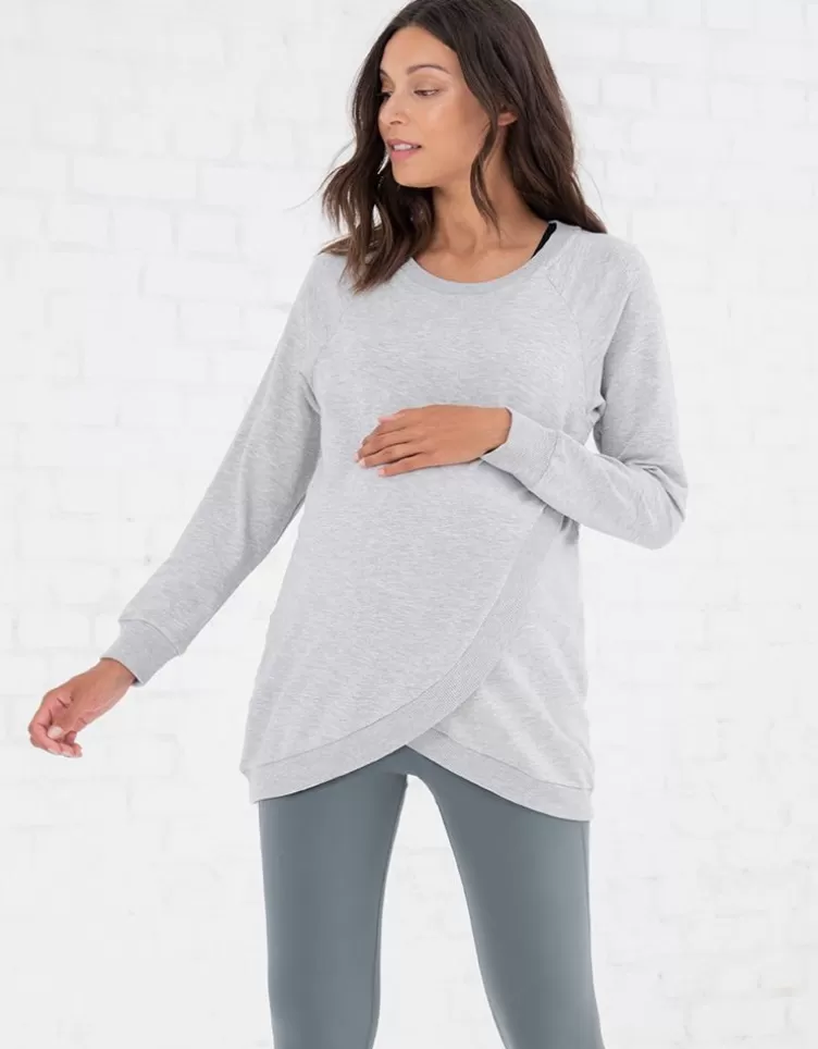 Seraphine Sweat grossesse et allaitement croisé en mélange de coton – Gris | < Vêtements d'allaitement | Hoodies et Tops