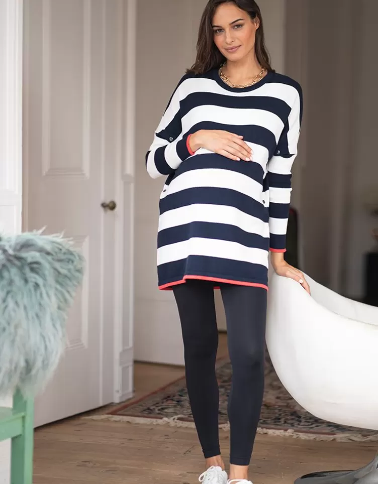 Seraphine Top de grossesse et d'allaitement à rayures épaisses - Bleu marine et blanc | < Vêtements d'allaitement | Hoodies et Tops