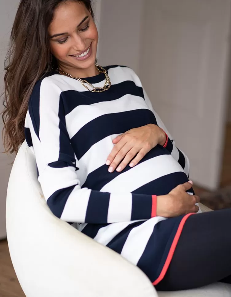 Seraphine Top de grossesse et d'allaitement à rayures épaisses - Bleu marine et blanc | < Vêtements d'allaitement | Hoodies et Tops